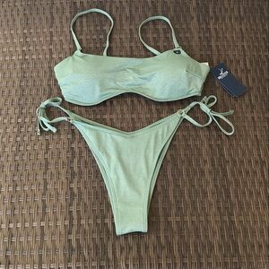 Hollister Shimmer Bikini Set in Sage Mint Green